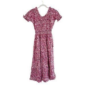 Pink City Prints Rah Rah Pink Floral Lolita Smocked Cotton Midi Dress Tuckernuck